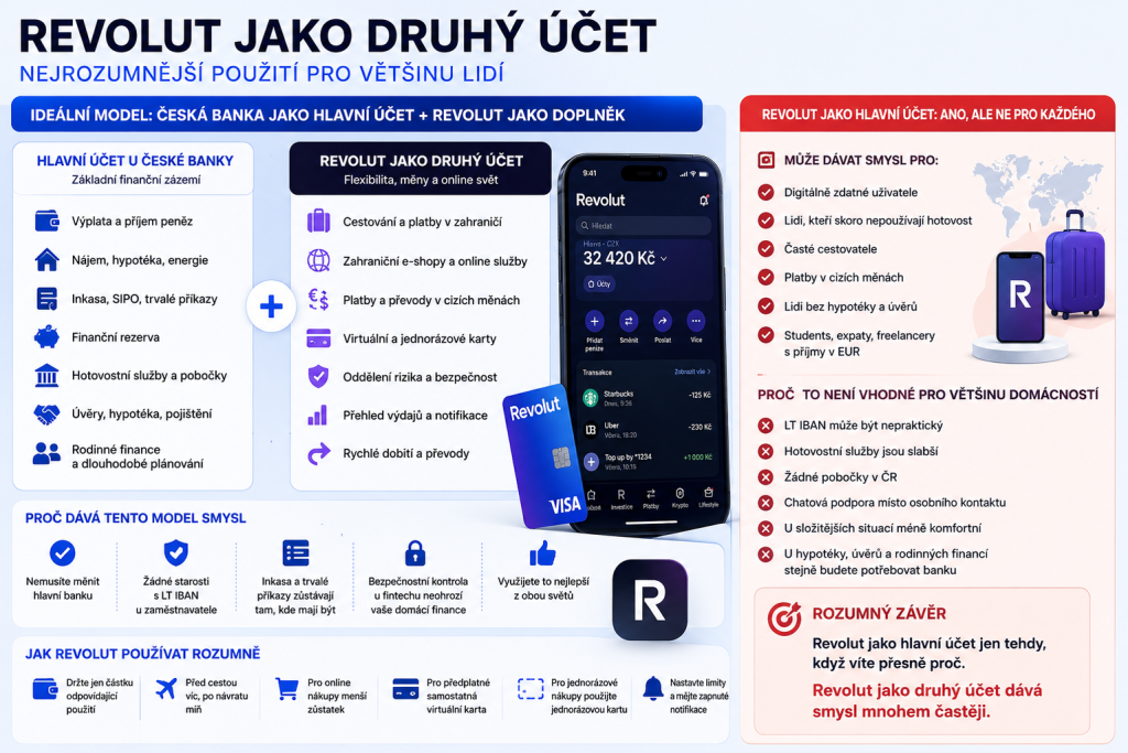 Revolut vs české banky: kdy se vyplatí jako druhý účet a kdy ne 5 7. 6. 2026 11 38 23